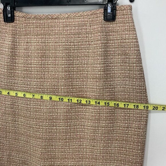 Le Suit 2 Piece Tweed Pastel Pink Tan Gold Accents Jacket & Skirt Suit Set Sz 8 - Picture 7 of 12